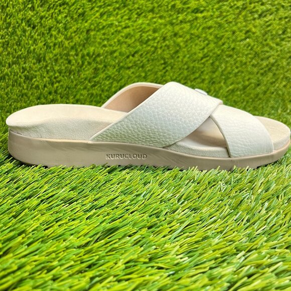 Kuru Breeze Womens Size 8 Cream Beach Walking Outdoor Leather Slide Sandals - Picture 4 of 10